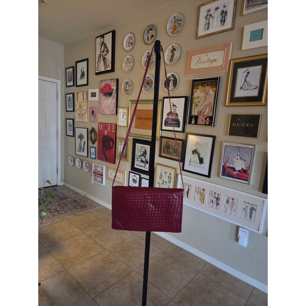 Etienne Aigner 1970s Oxblood Woven Leather Crossbody Envelope Clutch Bag - Picture 5 of 6